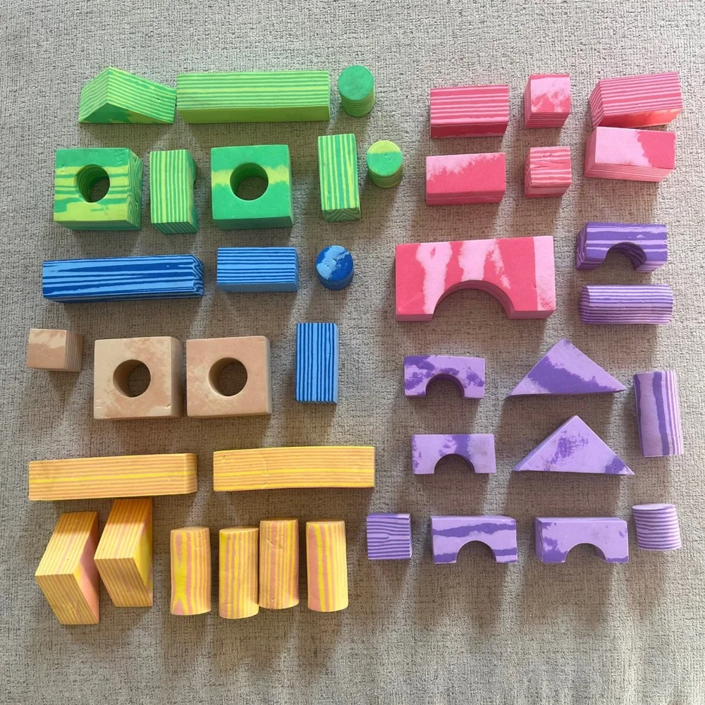Multi Color Verdes Faux Wood Soft Foam Building Blocks Sensory Toy Set 30 Pc